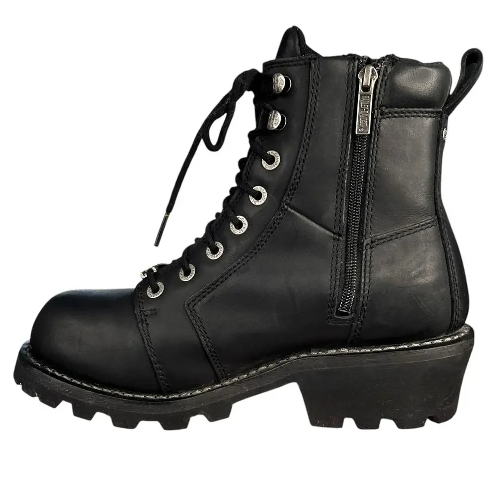 Harley Davidson Mens Black Leather Waterproof Biker Moto Boots Size US 8.5
